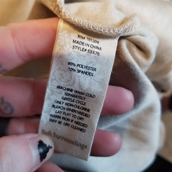 Soft Surroundings Florentine Soft Faux Suede Laser Cut Ofen Front Cardigan Tan - Picture 4 of 5